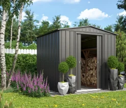 Globel Gartenhäuser & Gerätehäuser - Gerätehaus Somnium 88, ca. B245/H198/T247 cm Dunkelgrau