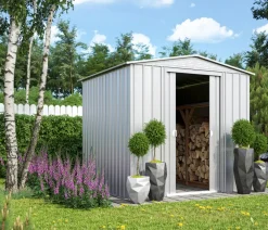 Globel Gartenhäuser & Gerätehäuser - Gerätehaus Somnium 88, ca. B245/H198/T247 cm Silber