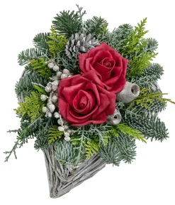 Dehner Grabschmuck & Grabgestaltung - Grabgesteck aus Rebe, , ca. B28/H13/T25 cm Rot
