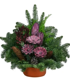 Dehner Grabschmuck & Grabgestaltung - Grabgesteck in Ton-Schale, , ca. B45/H45/T30 cm Lila