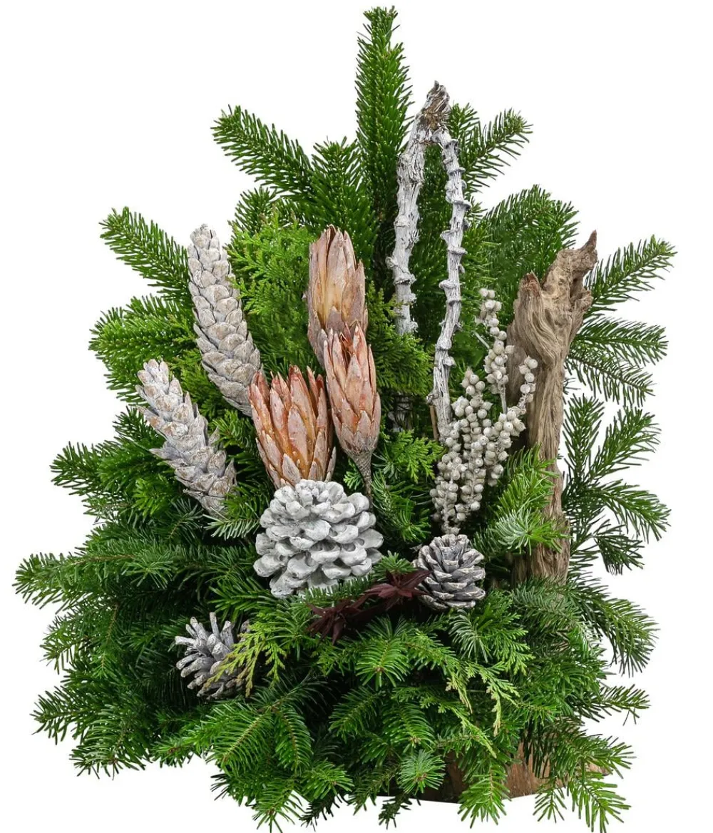 Dehner Grabschmuck & Grabgestaltung > Grabgesteck mit Wurzelholz, /, ca. B55/H50/T45 cm
