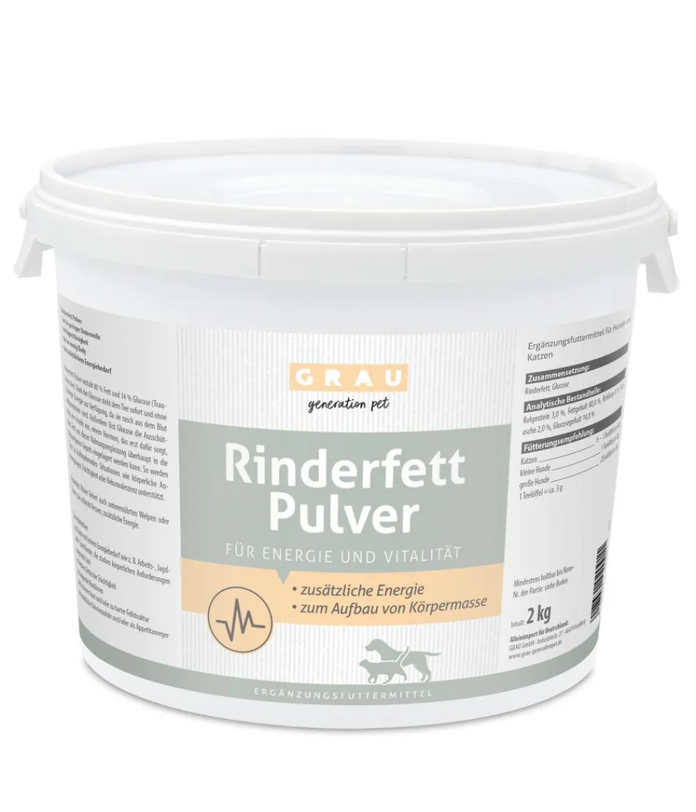 GRAU Nahrungsergänzung Für Tiere|Nahrungsergänzung Hund > Ergänzungsfuttermittel für Hunde und Katzen Rinderfett Pulver, 2 kg