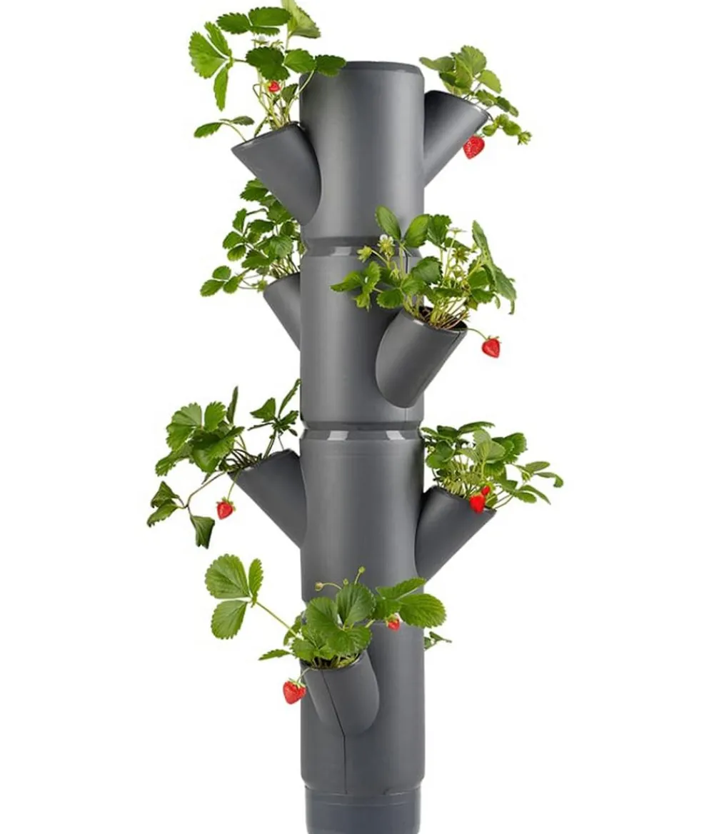 GUSTA GARDEN Hochbeete & Frühbeete - Erdbeerbaum Sissi Strawberry, hängend, ca. B27/H77/T27 cm Dunkelgrau