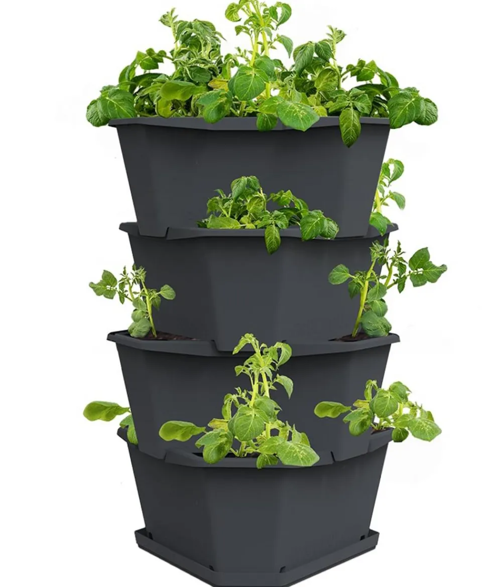 GUSTA GARDEN Kartoffelturm Paul Potato Starter, 4 Etagen, ca. B44/H65/T44 cm Dunkelgrau Best