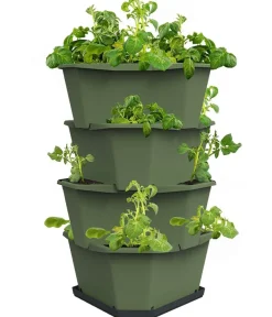 GUSTA GARDEN Hochbeete & Frühbeete - Kartoffelturm Paul Potato Starter, 4 Etagen, ca. B44/H65/T44 cm Dunkelgrün