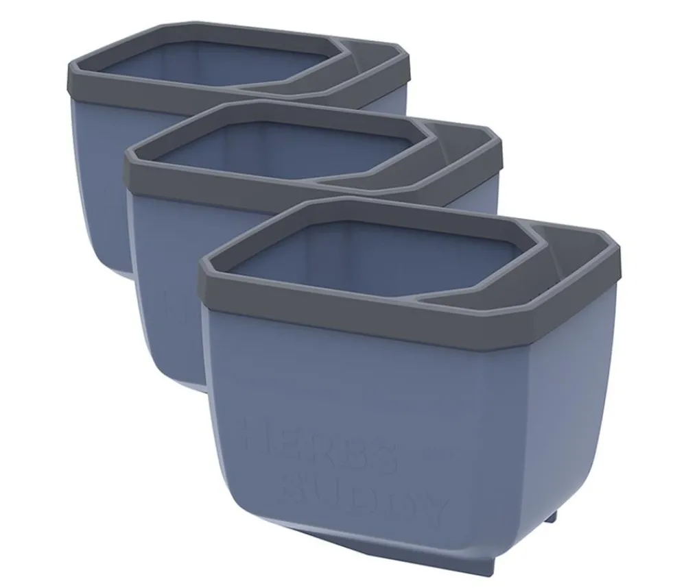 GUSTA GARDEN Hydrosysteme|Blumentöpfe & Übertöpfe - Kräutertopf Herbs Buddy, ca. B16/H14/T14 cm, 3er-Set Blau