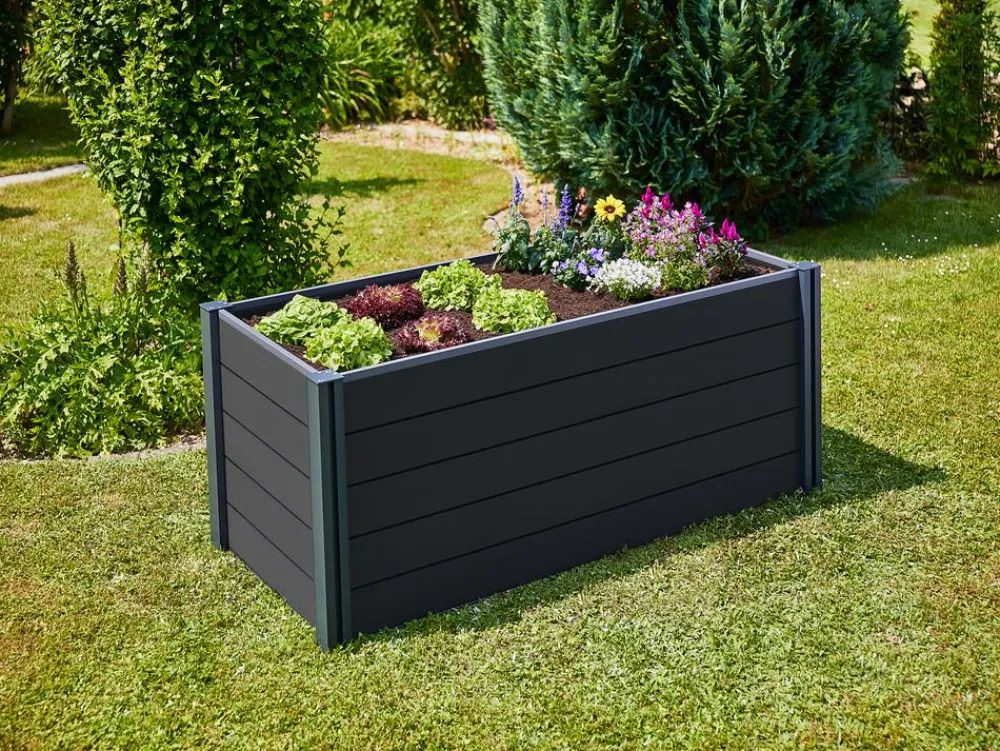 Gutta Hochbeete & Frühbeete - Hochbeet Elevada, ca. B202/H74/T80,5 cm Dunkelgrau