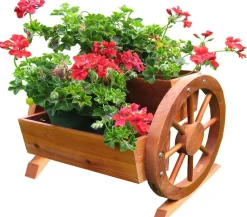 Habau Pflanzkübel & Blumenkästen - Blumenkasten mit Wagenrad Hellbraun