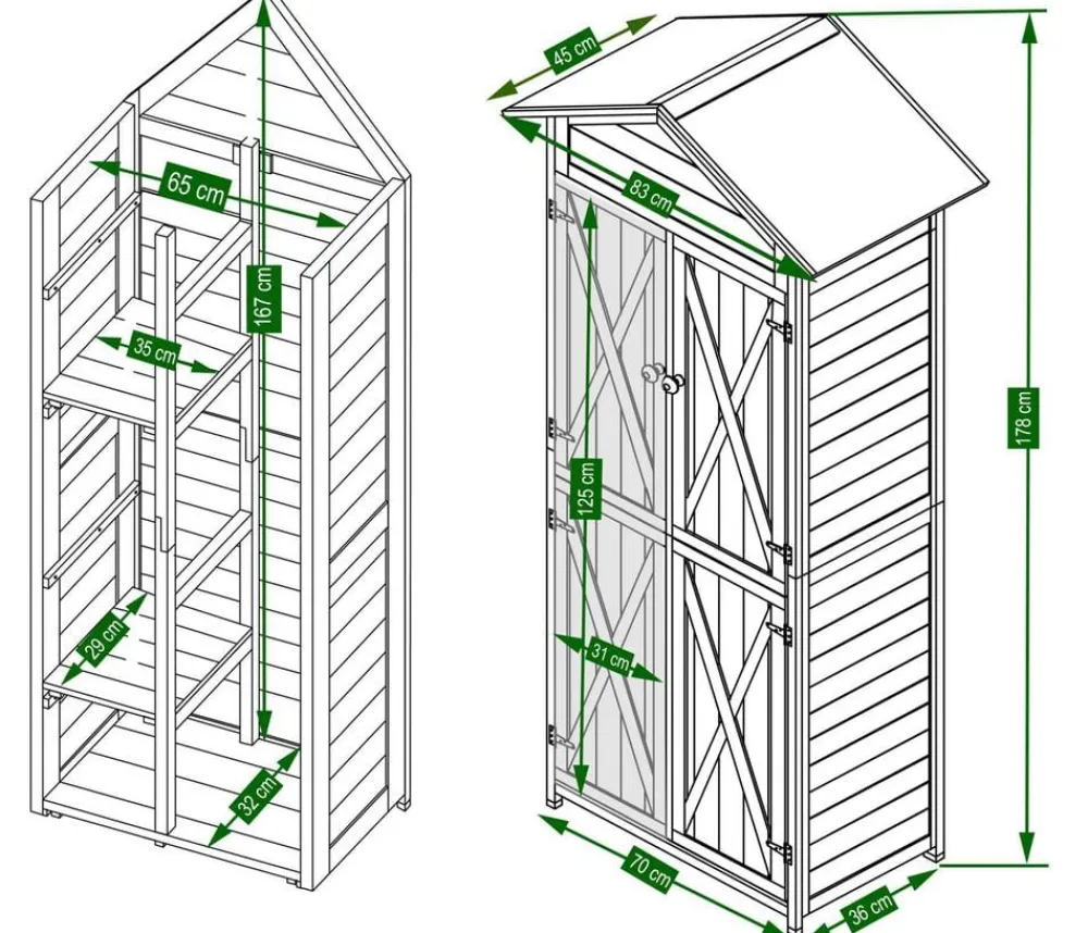 Habau Gartenschrank Lena, ca. B84/H178/T45 cm Grau Discount