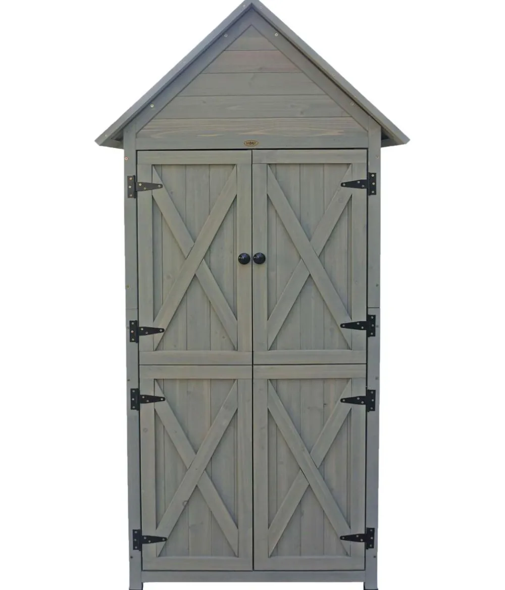 Habau Gartenschrank Lena, ca. B84/H178/T45 cm Grau Discount