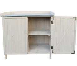 Habau Zubehör & Ausstattung - Gartentisch Lino mit Unterschrank, ca. B98/H95/T48 cm Hellgrau