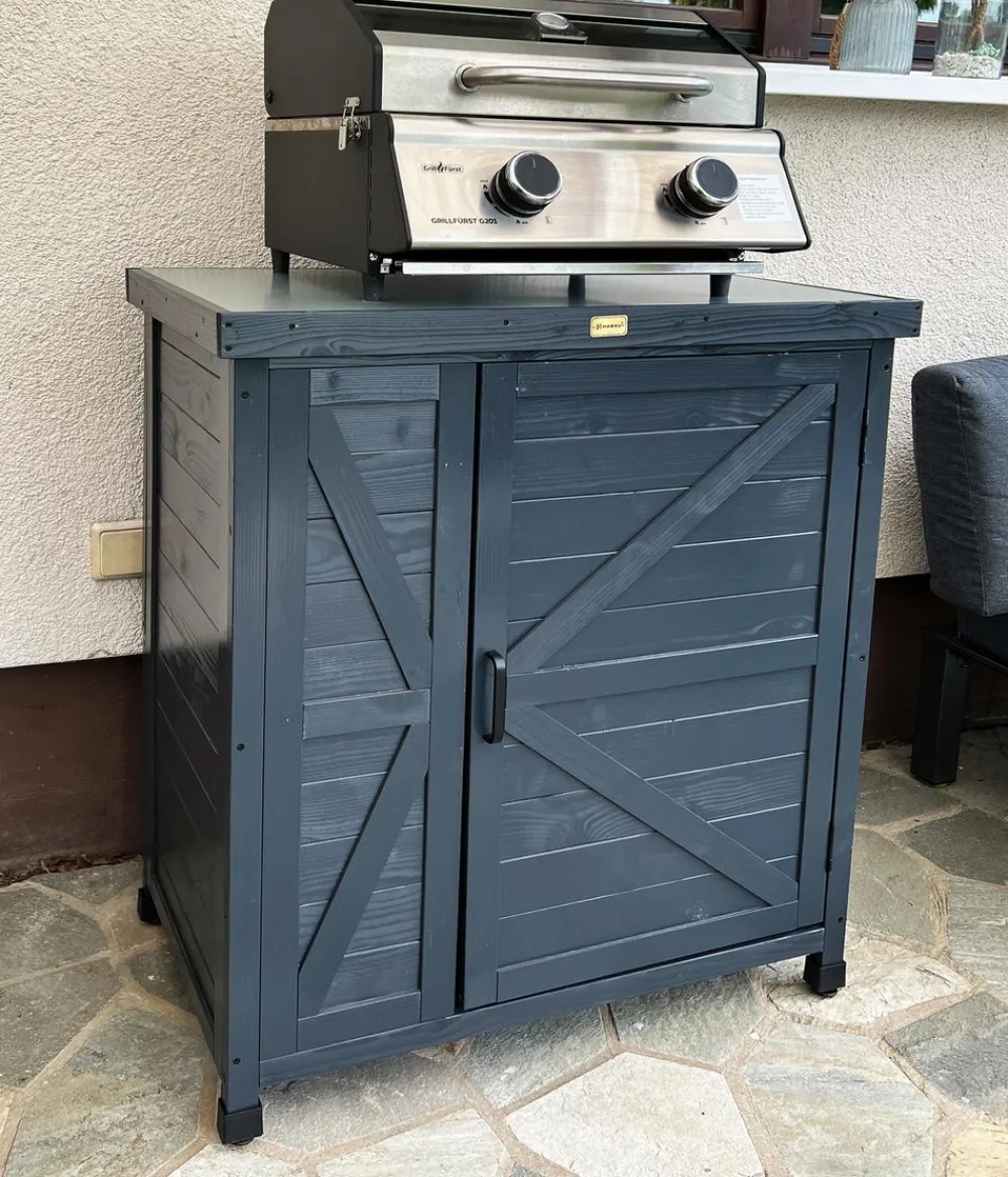 Habau Holz-Gartenschrank Logan, , ca. B80/H91/T45 cm Anthrazit New