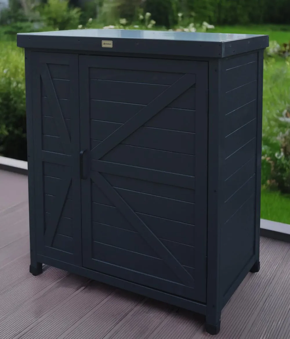 Habau Holz-Gartenschrank Logan, , ca. B80/H91/T45 cm Anthrazit New