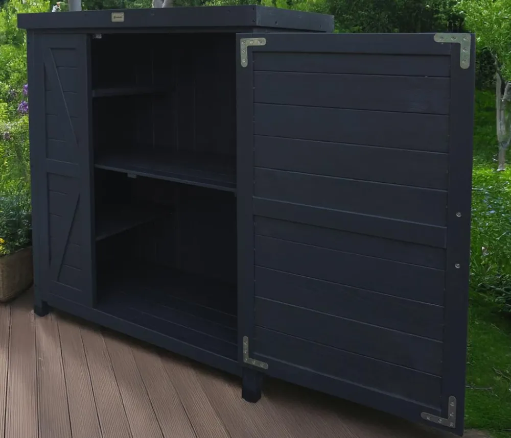 Habau Holz-Gartenschrank Logan, , ca. B80/H91/T45 cm Anthrazit New