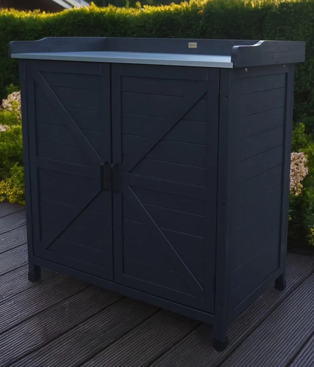 Habau Holz-Gartenschrank Roger, , ca. B98/H95/T48 cm Anthrazit Hot