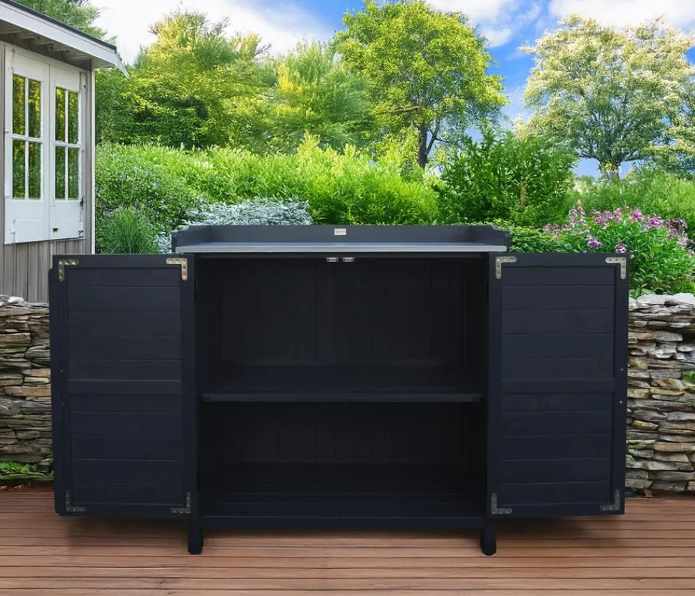 Habau Holz-Gartenschrank Roger, , ca. B98/H95/T48 cm Anthrazit Hot