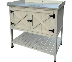 Habau Pflanztische - Holz-Pflanztisch mit Unterschrank und Ablage, , ca. B98/H97,5/T48 cm Grau