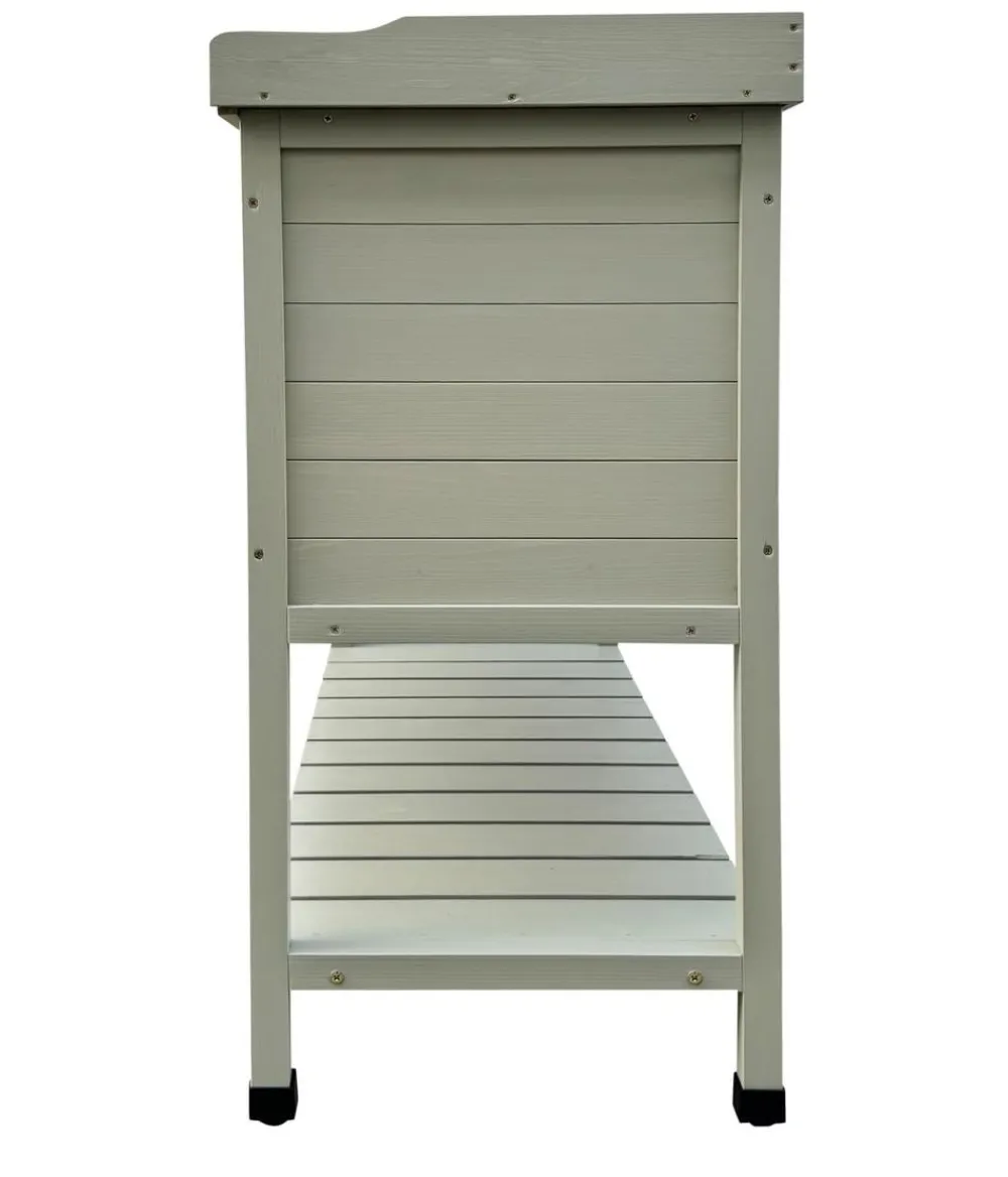Habau Pflanztische - Holz-Pflanztisch mit Unterschrank und Ablage, , ca. B98/H97,5/T48 cm Grau