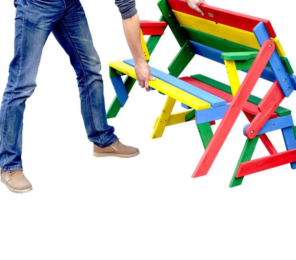 Kinder Habau Kinder-Gartenmöbel|Kinder-Gartenmöbel > Kinder Picknickbank bunt, 100 x 50 x 62 cm