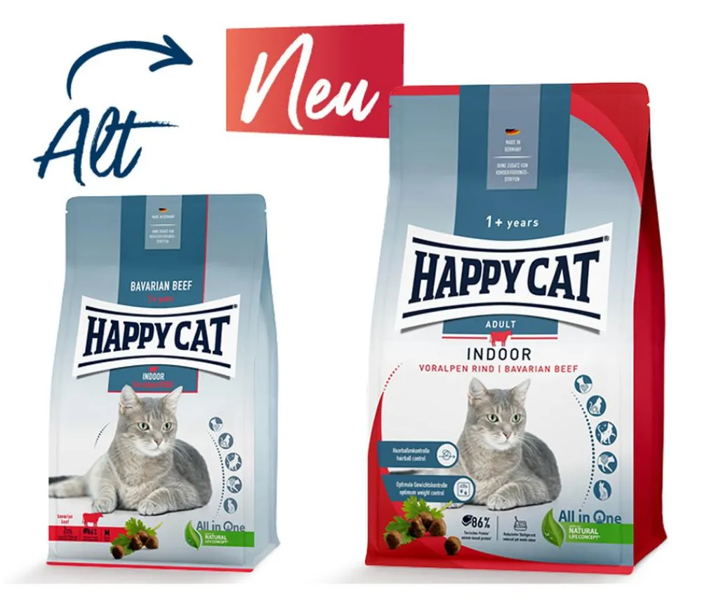 Happy Cat Trockenfutter Katze - Trockenfutter für Katzen Indoor Adult