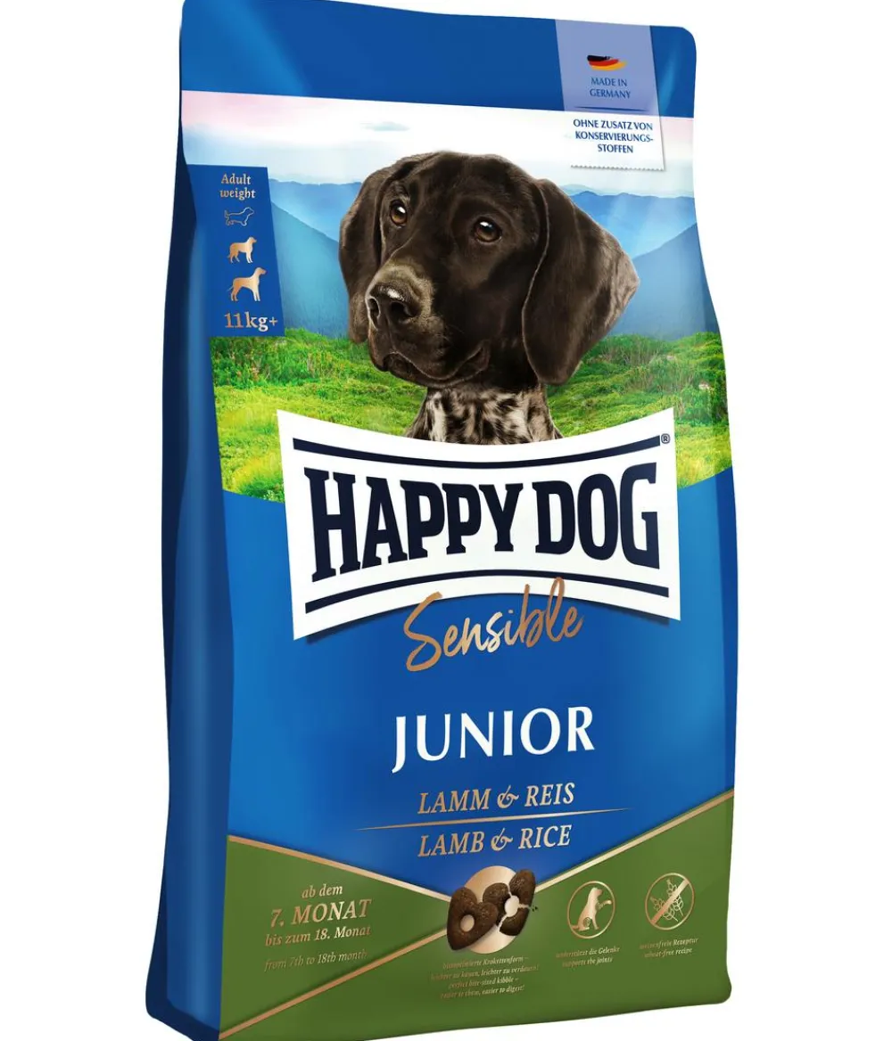 Happy Dog Trockenfutter Hund - Trockenfutter für Hunde Sensible Junior, Lamm & Reis