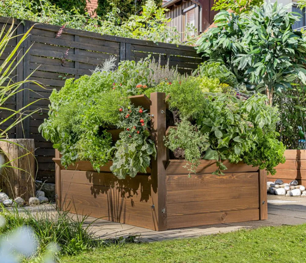 Hecht Hochbeete & Frühbeete - Holz-Kräuterhochbeet, ca. B125/H73/T91 cm Dunkelbraun