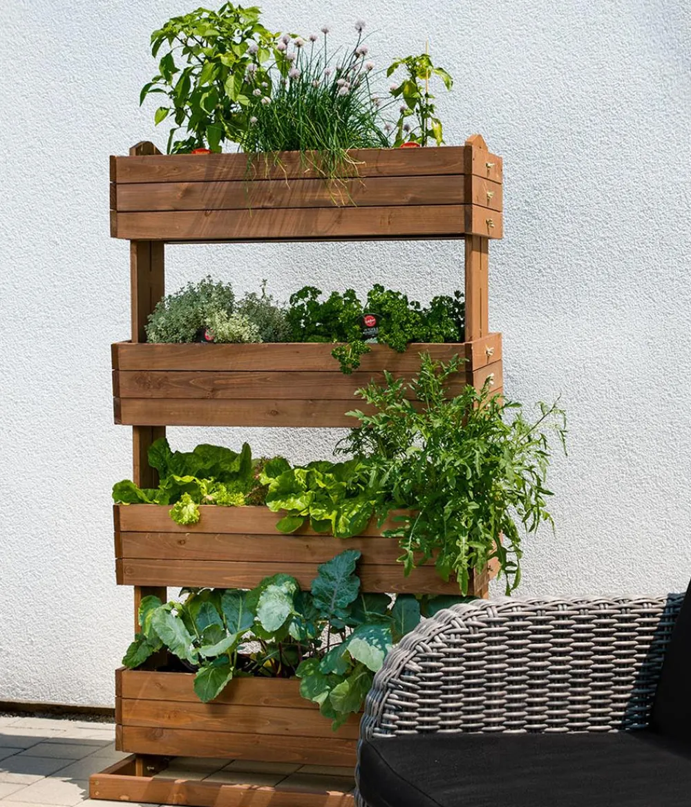 Hecht Hochbeete & Frühbeete > Vertikales Holz-Hochbeet Cube 4, ca. B82/H145/T50 cm