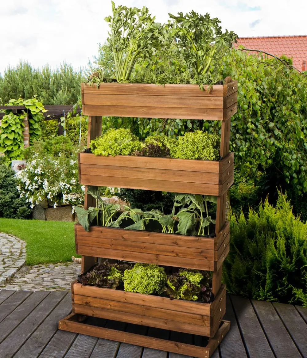 Hecht Hochbeete & Frühbeete > Vertikales Holz-Hochbeet Cube 4, ca. B82/H145/T50 cm