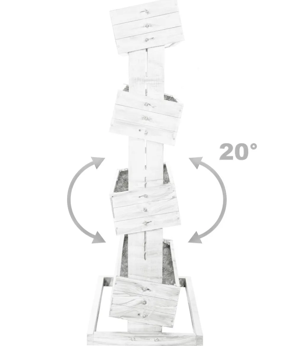 Hecht Vertikales Holz-Hochbeet Cube 4, ca. B82/H145/T50 cm Weiß Outlet