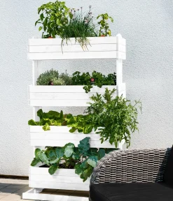 Hecht Vertikales Holz-Hochbeet Cube 4, ca. B82/H145/T50 cm Weiß Outlet