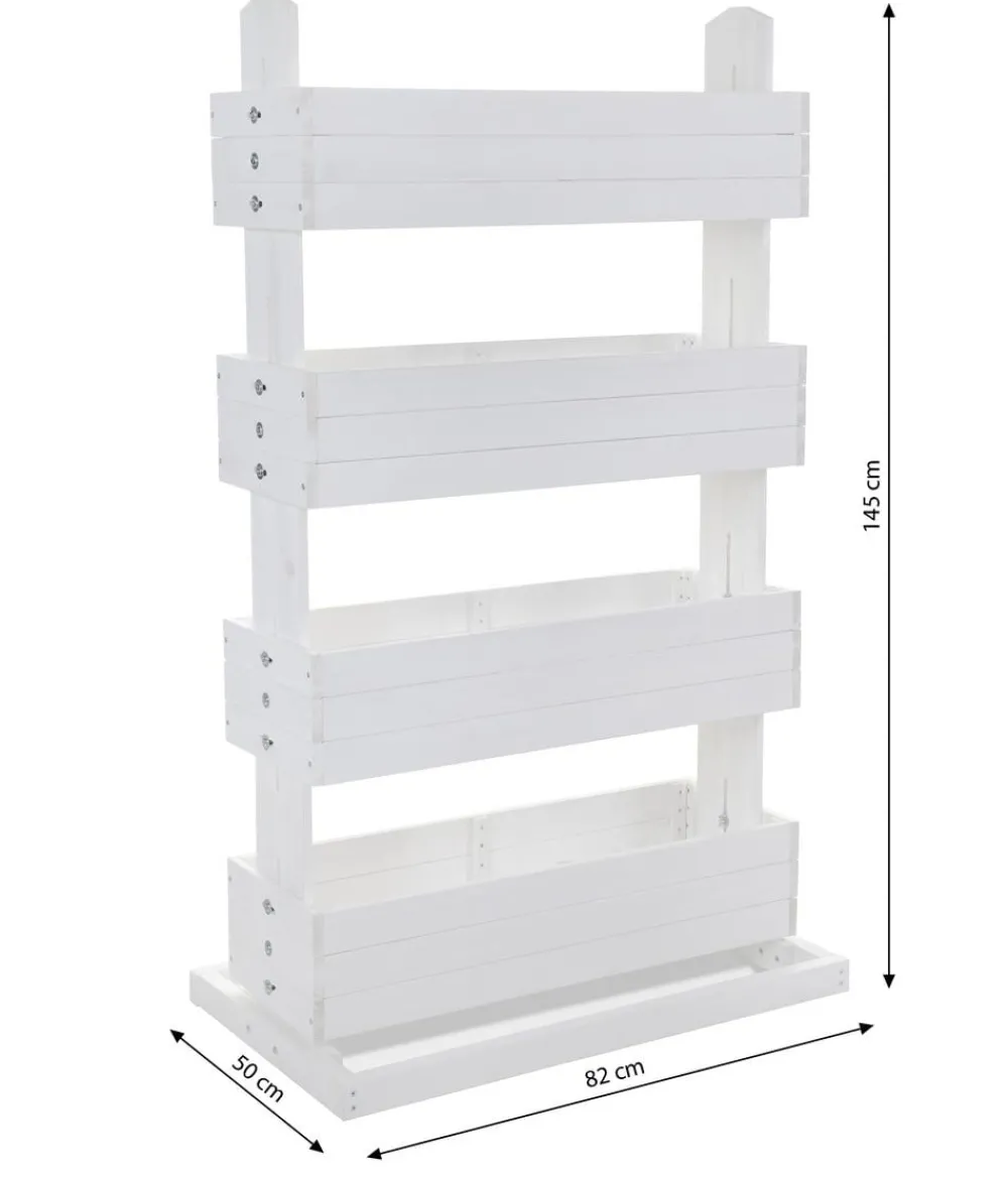 Hecht Vertikales Holz-Hochbeet Cube 4, ca. B82/H145/T50 cm Weiß Outlet