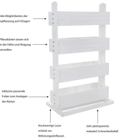 Hecht Vertikales Holz-Hochbeet Cube 4, ca. B82/H145/T50 cm Weiß Outlet
