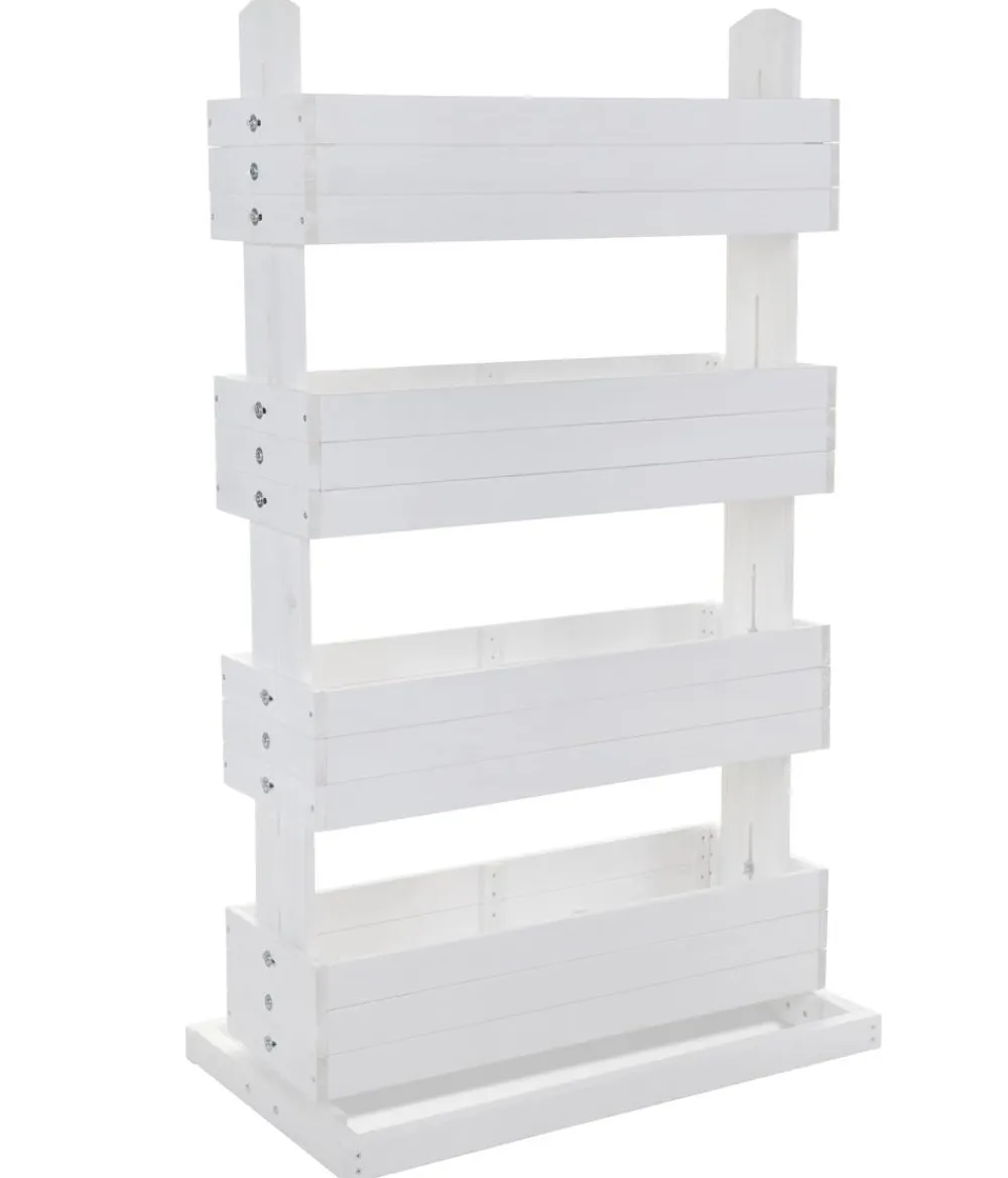 Hecht Vertikales Holz-Hochbeet Cube 4, ca. B82/H145/T50 cm Weiß Outlet