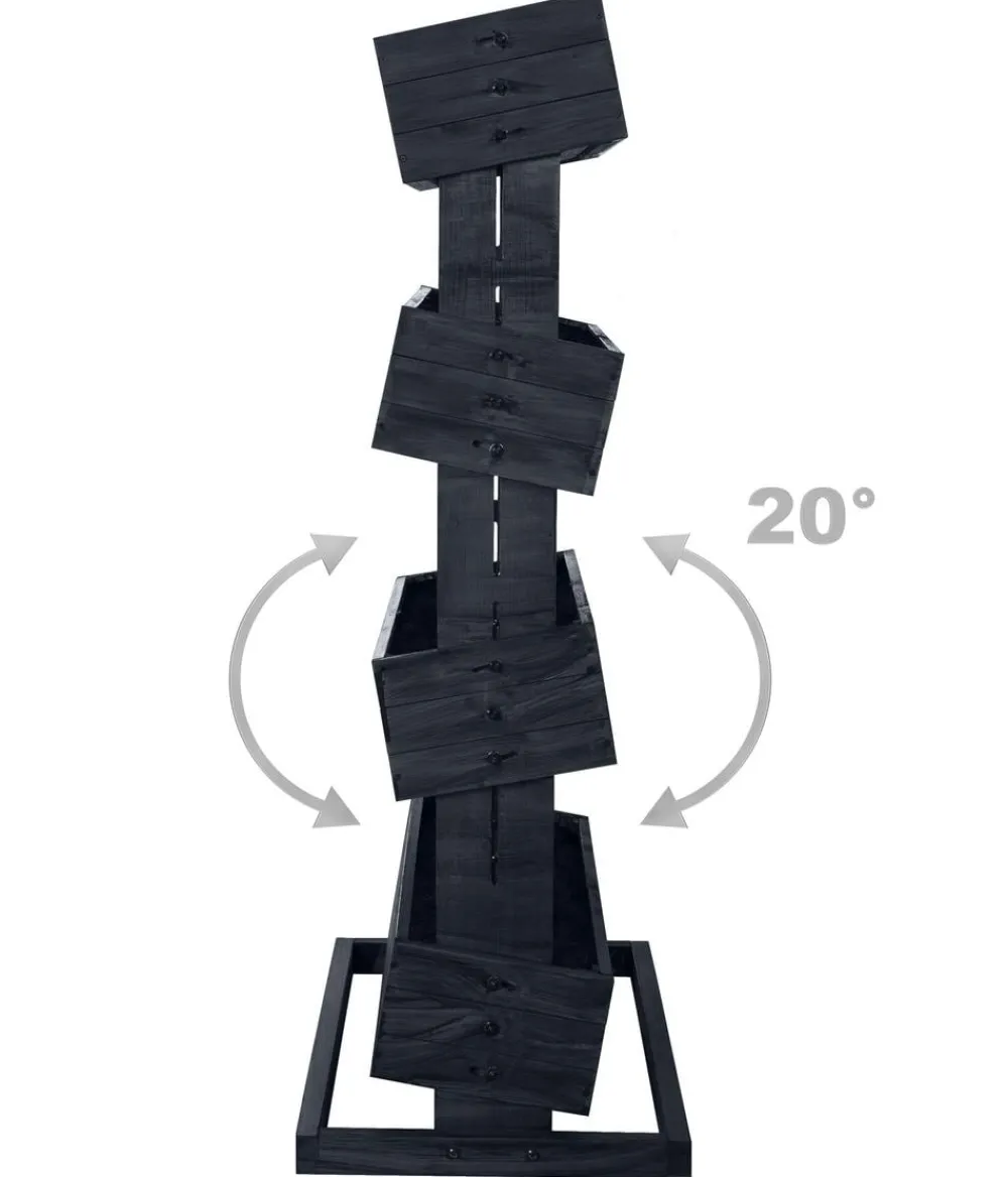 Hecht Hochbeete & Frühbeete - Vertikales Holz-Hochbeet Cube 4, ca. B82/H145/T50 cm Dunkelgrau
