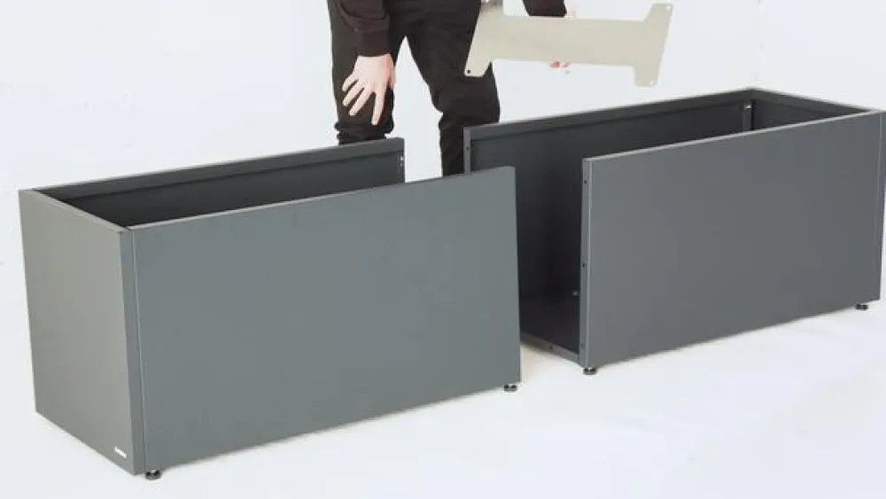Herstera Metall-Pflanzkasten Cube mit Verbindungsstück, rechteckig, Anthrazit