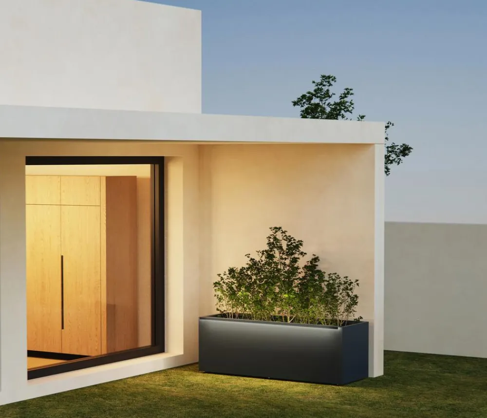Herstera Metall-Pflanzkasten Cube LED, rechteckig, Anthrazit Discount