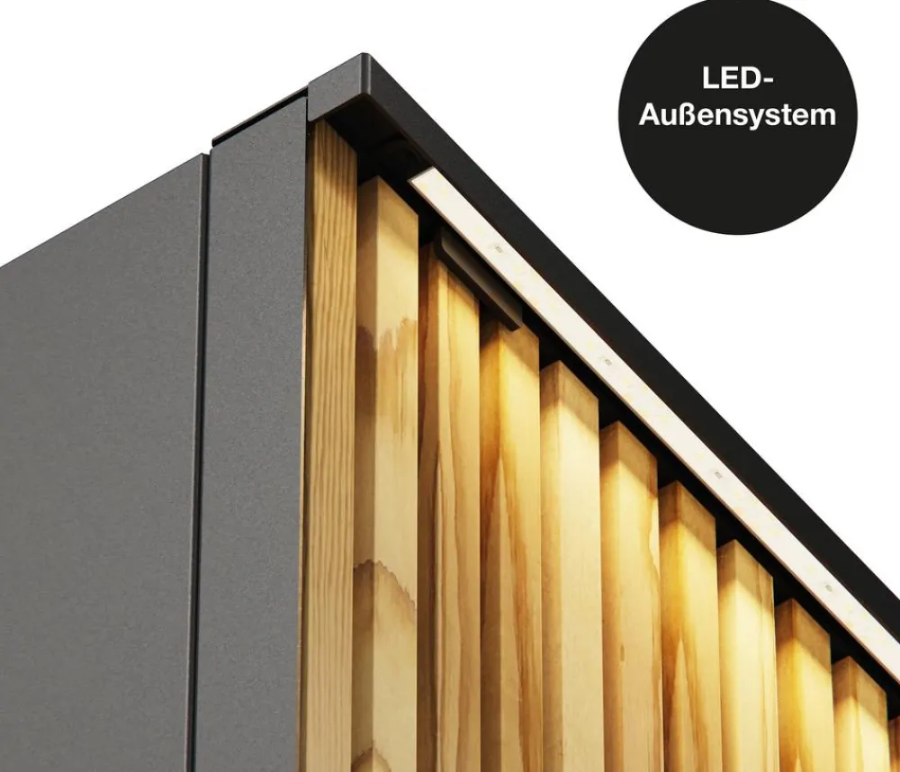 Herstera Pflanzkübel & Blumenkästen - Metall-Pflanzkasten Deco Planter LED, rechteckig, /natur