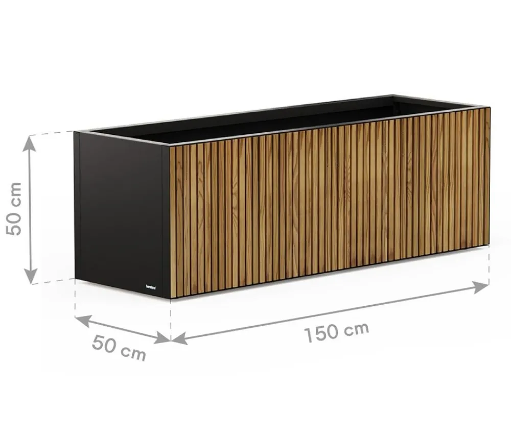 Herstera Pflanzkübel & Blumenkästen - Metall-Pflanzkasten Deco Planter LED, rechteckig, /natur
