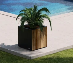 Herstera Pflanzkübel & Blumenkästen - Metall-Pflanzkasten Cube Balcony LED, rechteckig, Anthrazit