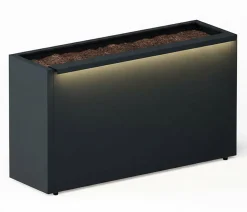 Herstera Pflanzkübel & Blumenkästen - Metall-Pflanzkasten Cube LED, rechteckig, Anthrazit