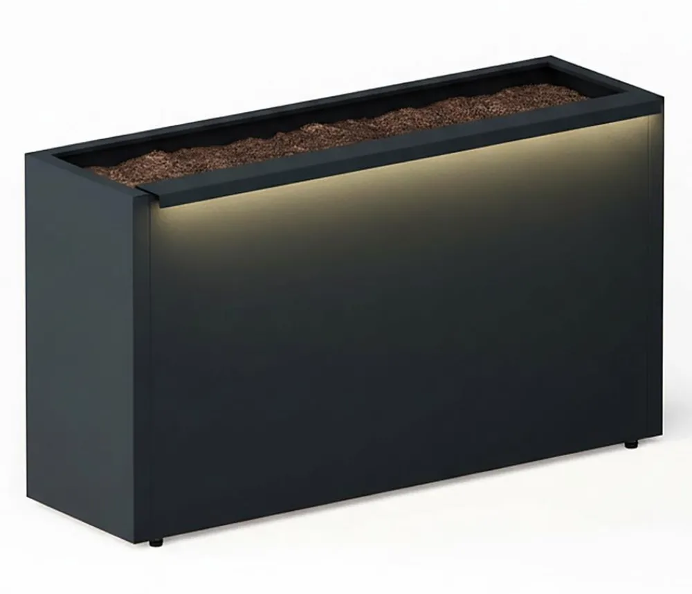 Herstera Pflanzkübel & Blumenkästen - Metall-Pflanzkasten Cube LED, rechteckig, Anthrazit