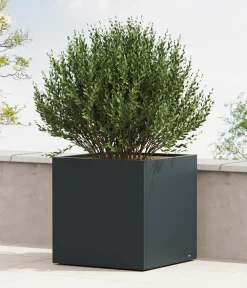 Herstera Pflanzkübel & Blumenkästen - Metall-Pflanzkasten Cube LED, quadratisch, Anthrazit