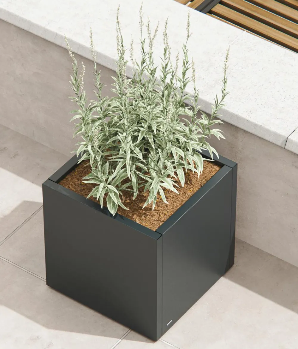 Herstera Metall-Pflanztopf Cube, quadratisch, Anthrazit Clearance