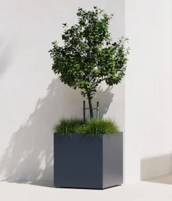 Herstera Pflanzkübel & Blumenkästen - Metall-Pflanztopf Cube, quadratisch, Anthrazit