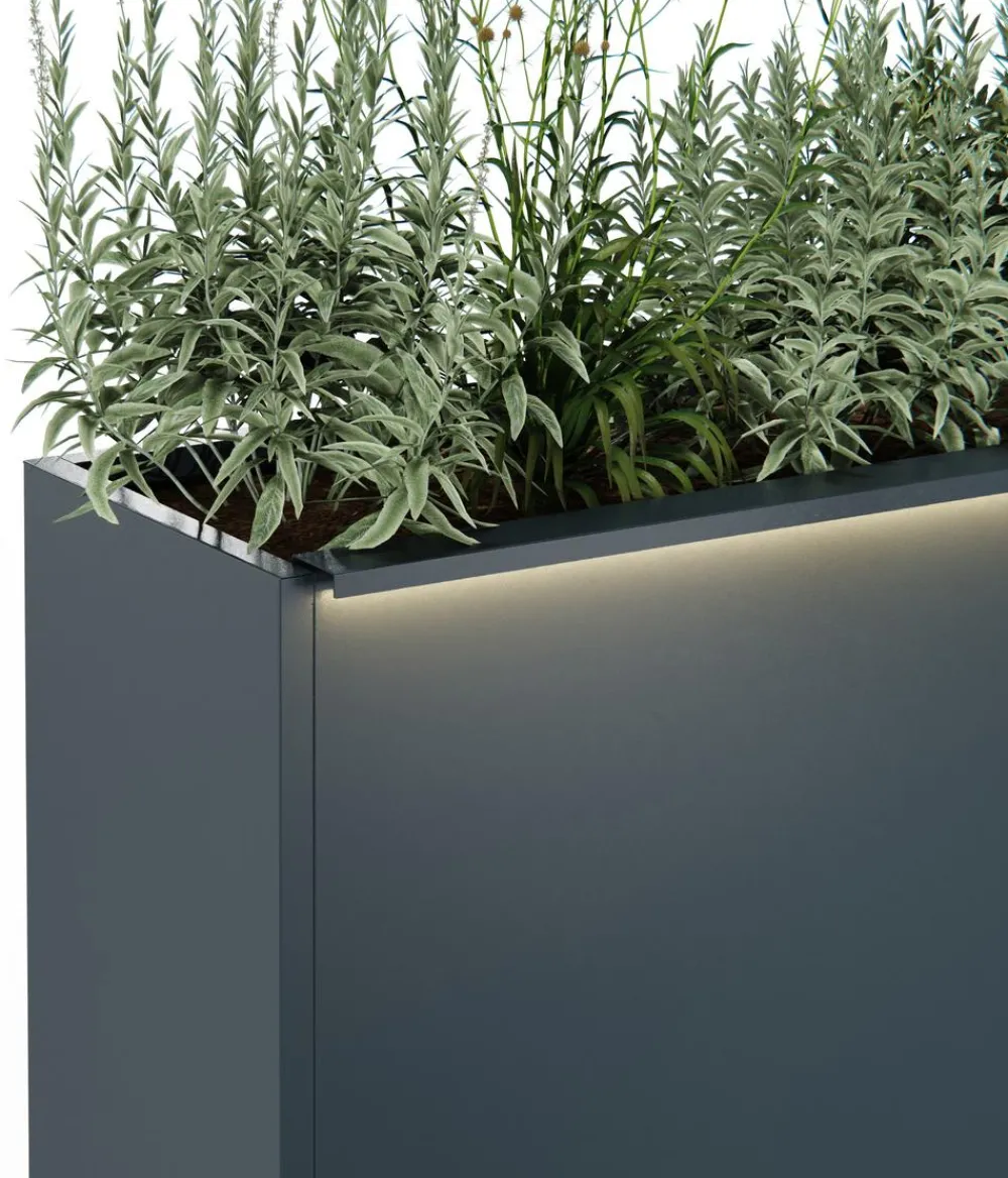 Herstera Pflanzkübel & Blumenkästen - Metall-Raumtrenner Cube LED, rechteckig, Anthrazit