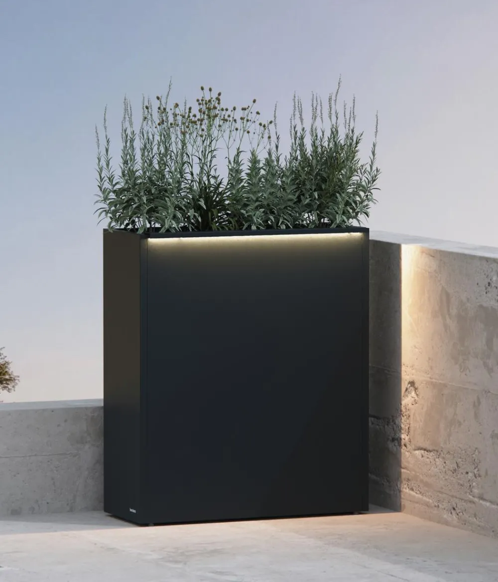 Herstera Pflanzkübel & Blumenkästen - Metall-Raumtrenner Cube LED, rechteckig, Anthrazit