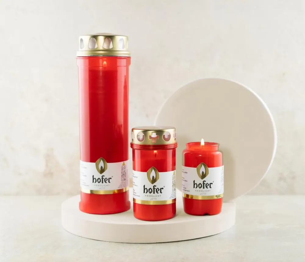 Hofer Grabkerze Riesenbrenner mit Deckel, Rot Outlet
