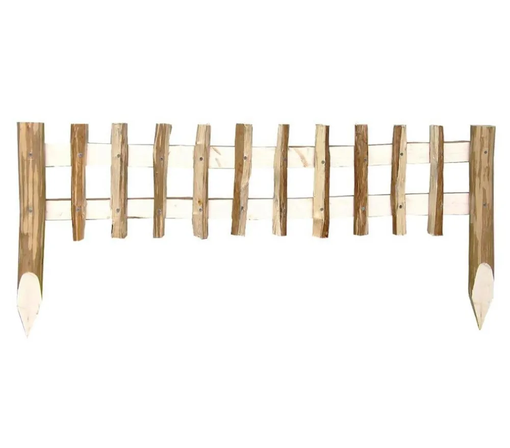 Holzwerke Kübler Holz-Naturbeetzaun, natur, 100 x 25-45 cm Braun Discount