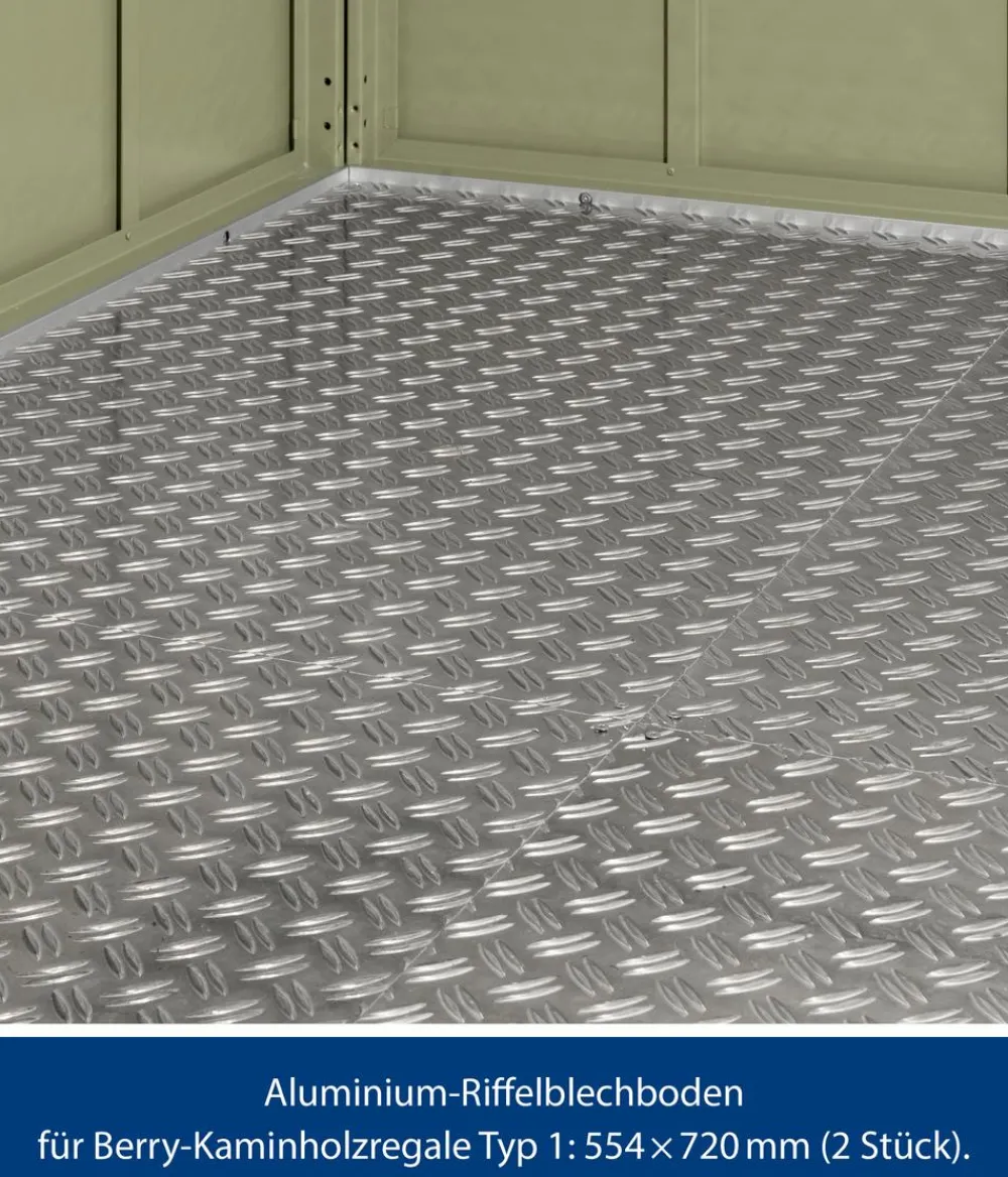 Damen Hörmann Böden & Fundamente > Aluminium-Riffelblechboden für Berry-Kaminholzregal