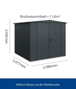 Hörmann Berry-Gerätehaus Classic-S Typ 2, ca. B258,8/H216/T247,7 cm Anthrazit Sale